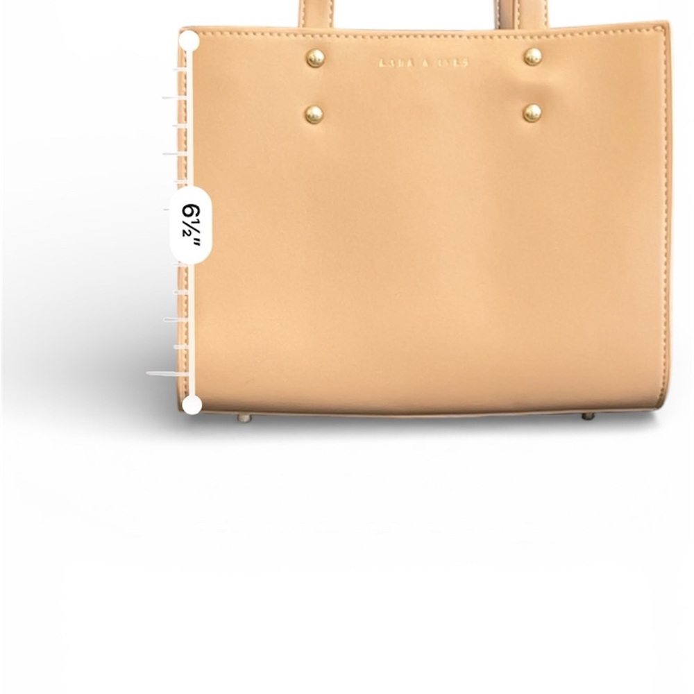 Lark & Ives Structured Mini Tote Tan Vegan Leather Top
Handle Handbag 8”x6.5” - Picture 9 of 12